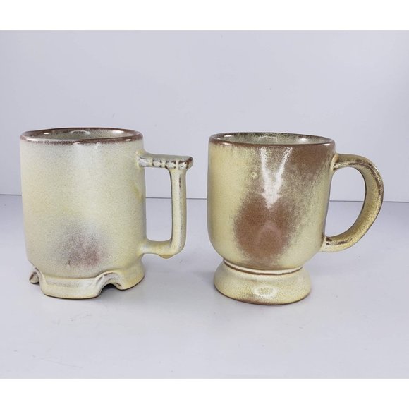 Frankoma Pottery Coffee Mug Desert Gold C1 C2 Set of 2 Cup Tea - Picture 1 of 7